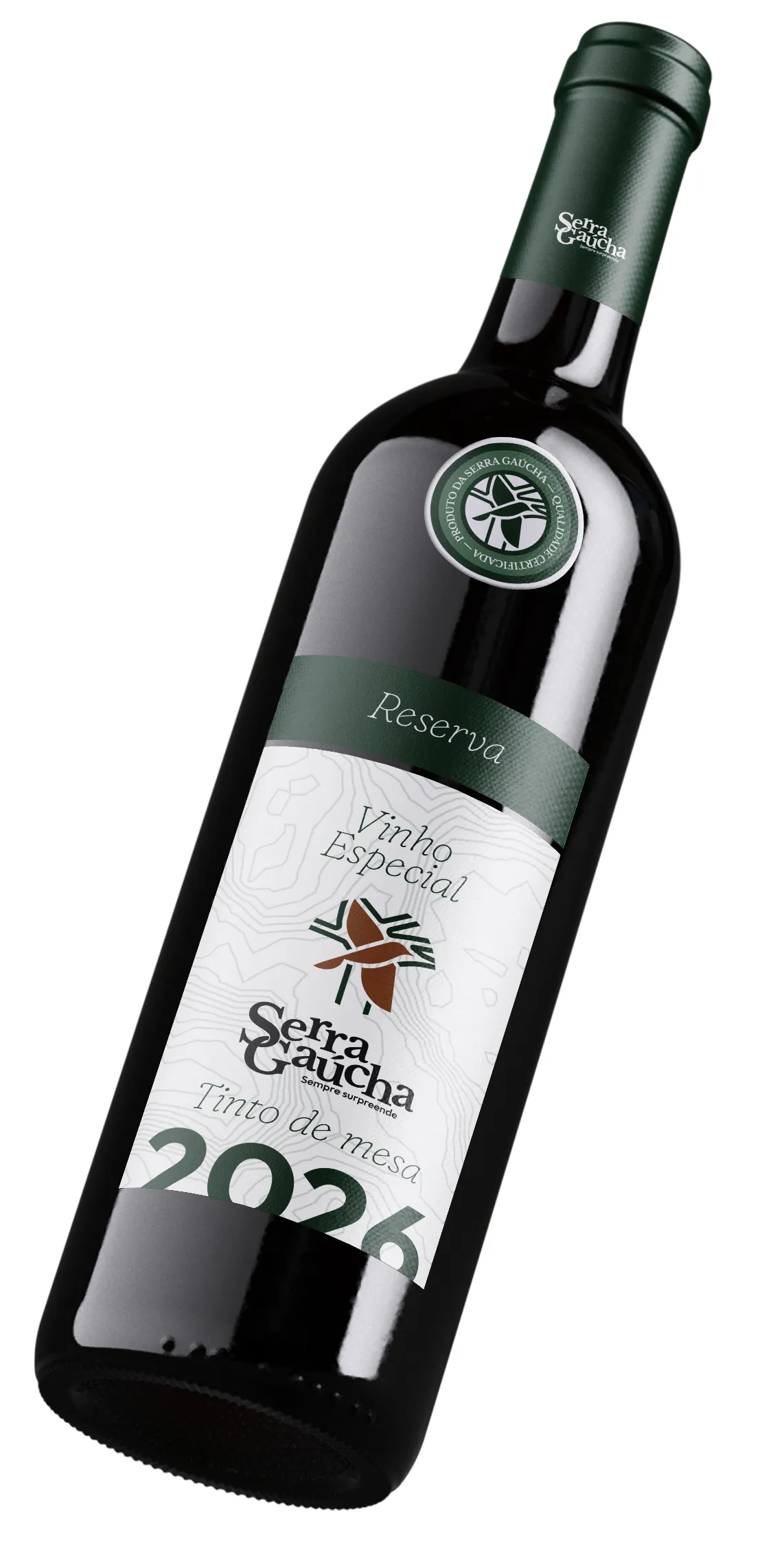 Rótulo de vinho com o selo Serra Gaúcha
